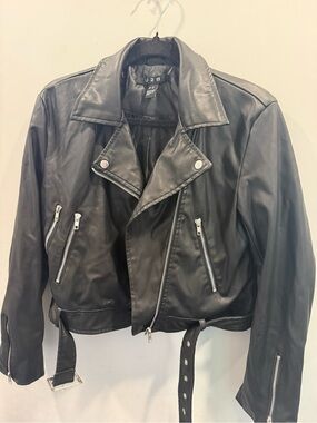 Women’s medium Black Faux Leather Moto Jacket